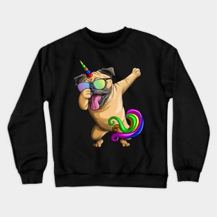 Dabbing Pugicorn Funny Pug Lover Boys Girls Dab Crewneck Sweatshirt